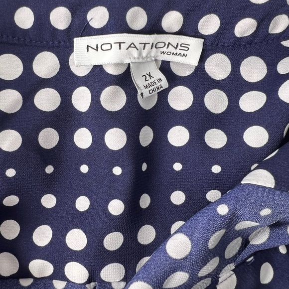 Notations Navy and White Polka Dot Blouse - Picture 2 of 12